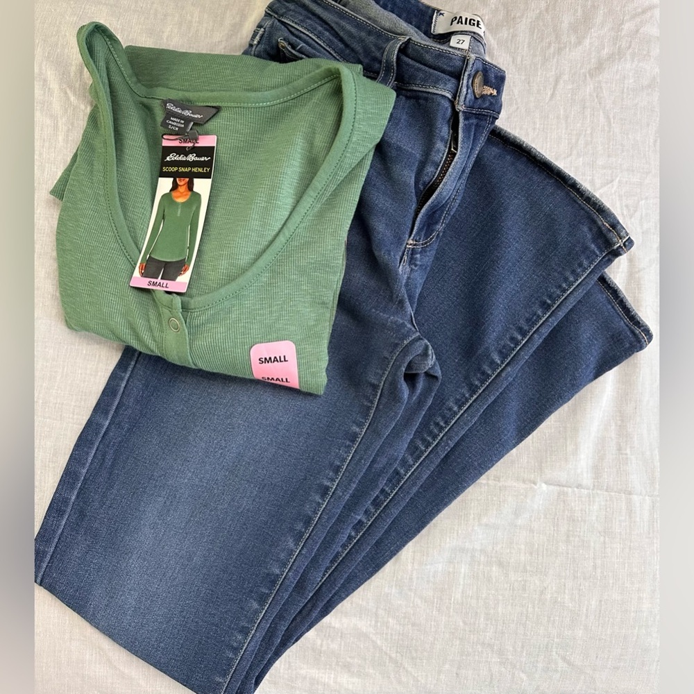 NWT Eddie Bauer Green Henley Top - Size Small - Picture 8 of 8